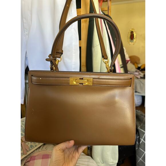 Tory Burch Lee Radziwill Bag Small Brown with Gold Hardware - Picture 14 of 16